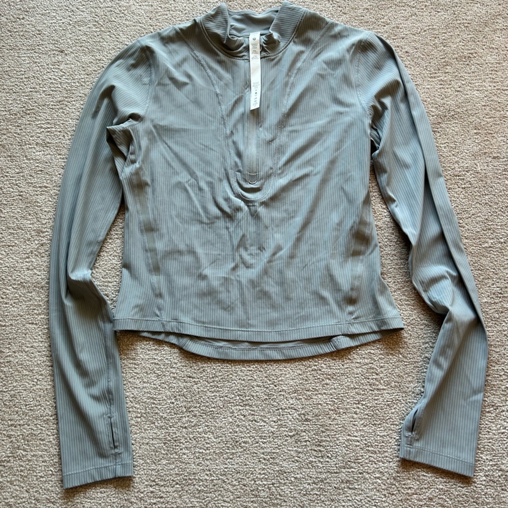 Ribbed Cropped Quarter Zip - 8
